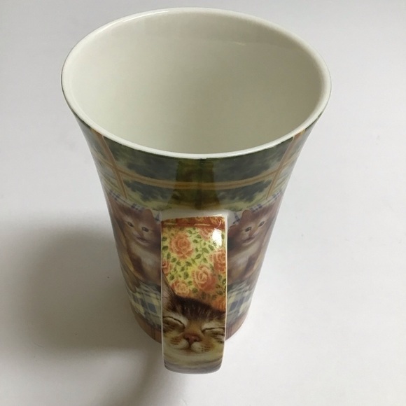 Cats Coffee Mug Porcelain Sleepy Kittens Tea Cup 5 1/2” Tall Designer Cha Cult - Picture 13 of 15